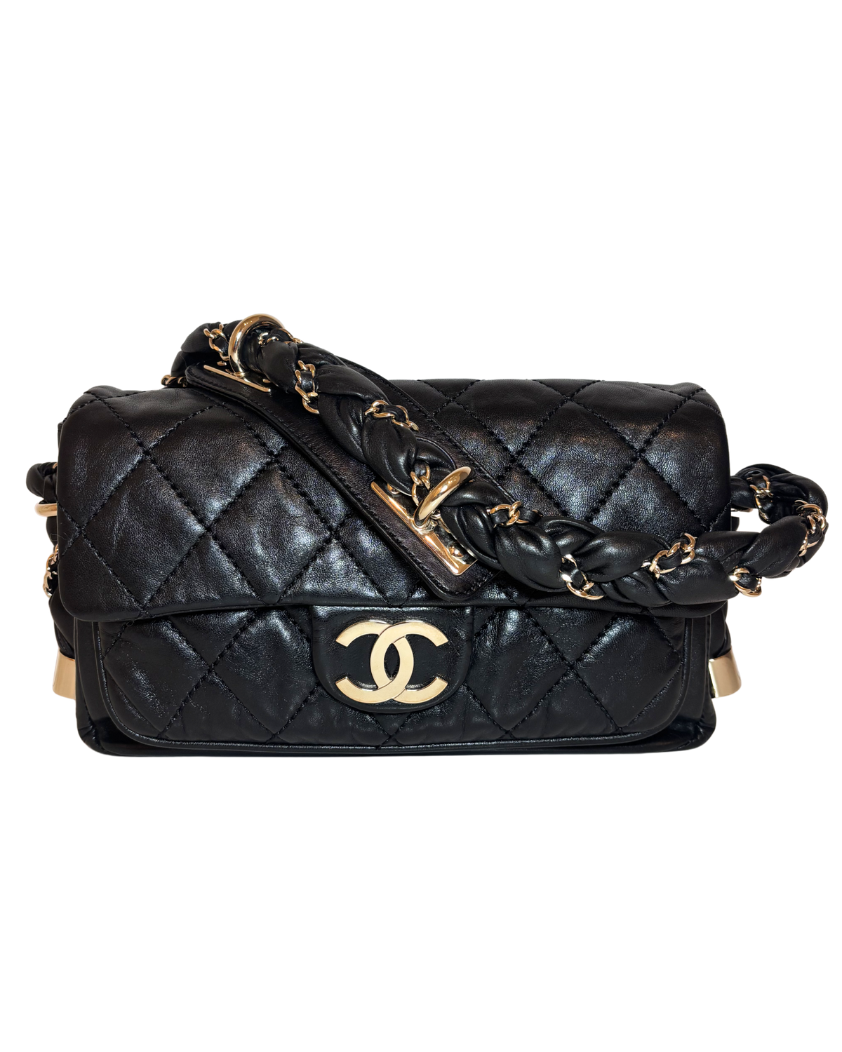 Chanel Small Lady Braid Flap Bag, Black Lambskin