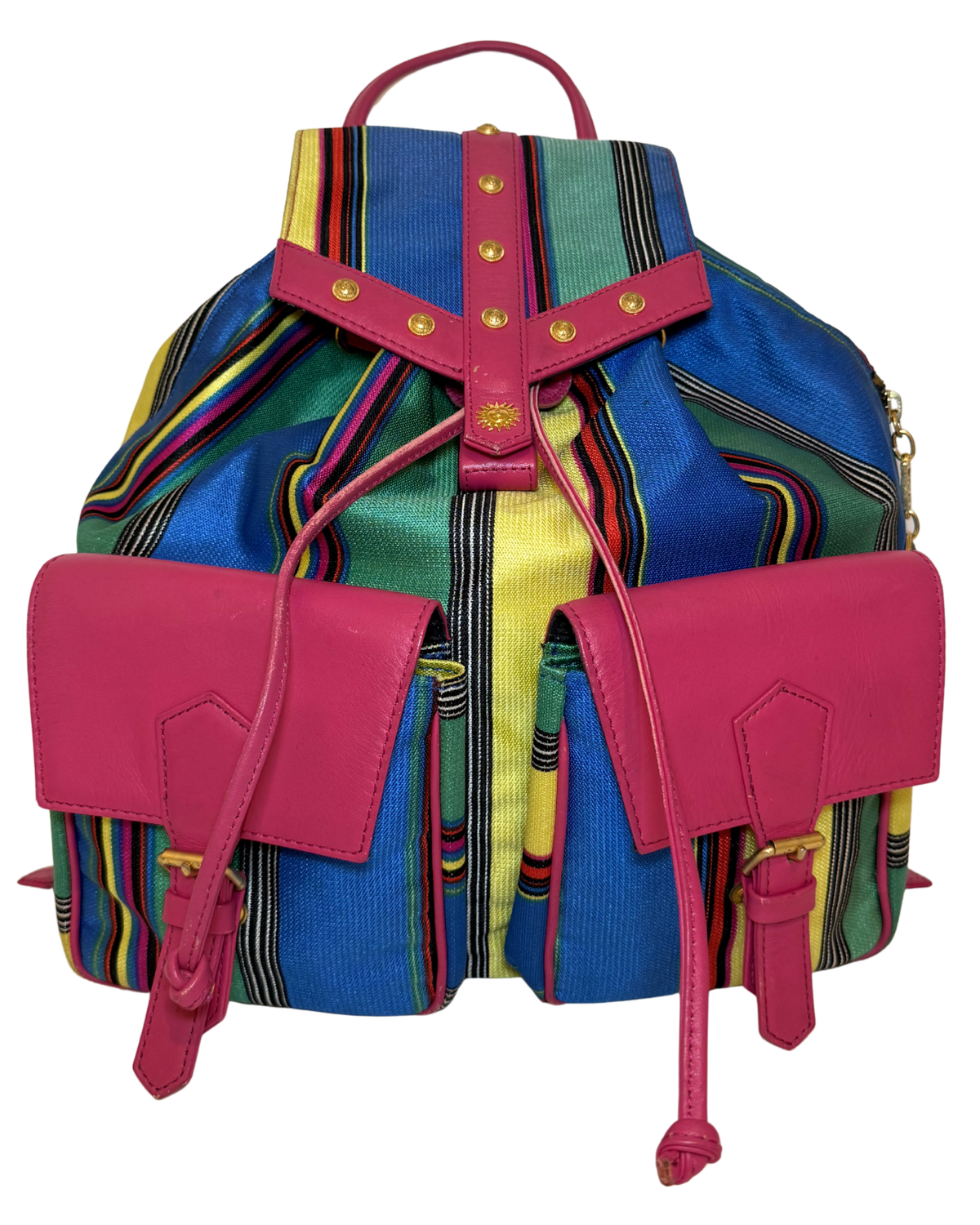 Gianni Versace Vintage 1990s Canvas + Leather Backpack