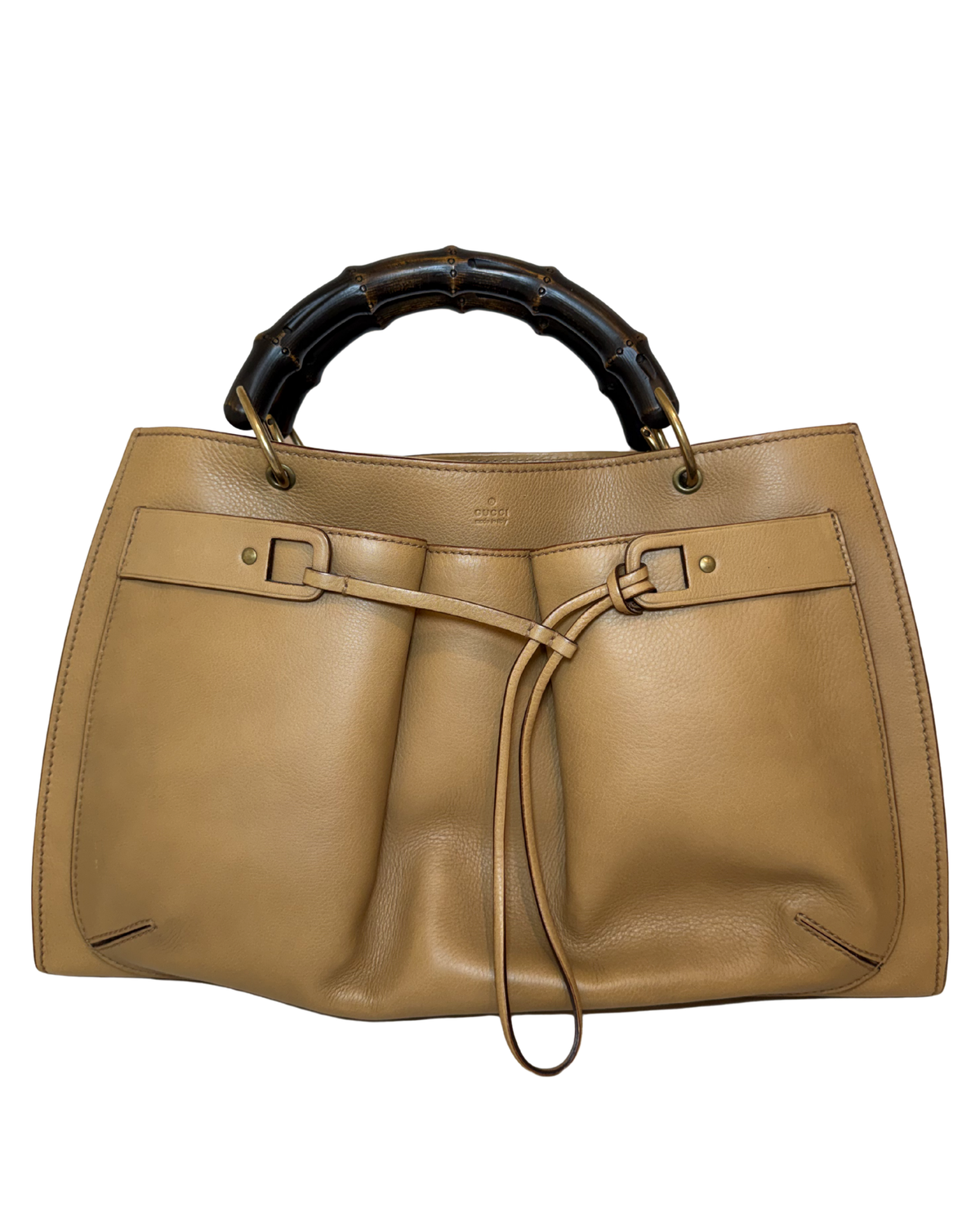 Gucci Vintage Bamboo Leather Top Handle, Tan
