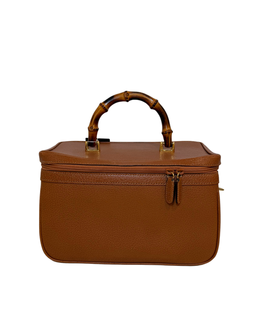 Vintage Gucci Vanity Bag w/ Bamboo, Brown