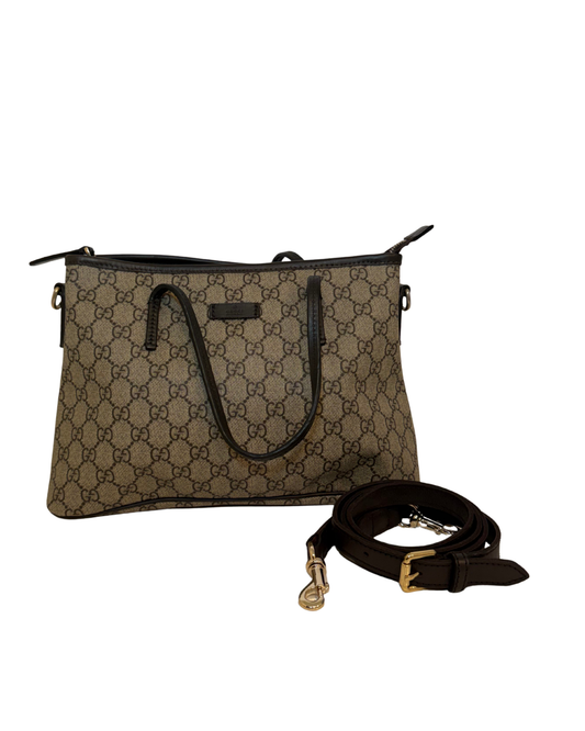 Gucci Supreme Shoulder Bag, Small Zip Tote Crossbody
