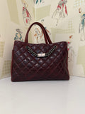 Chanel Quilted Nameplate Tote, Burgundy
