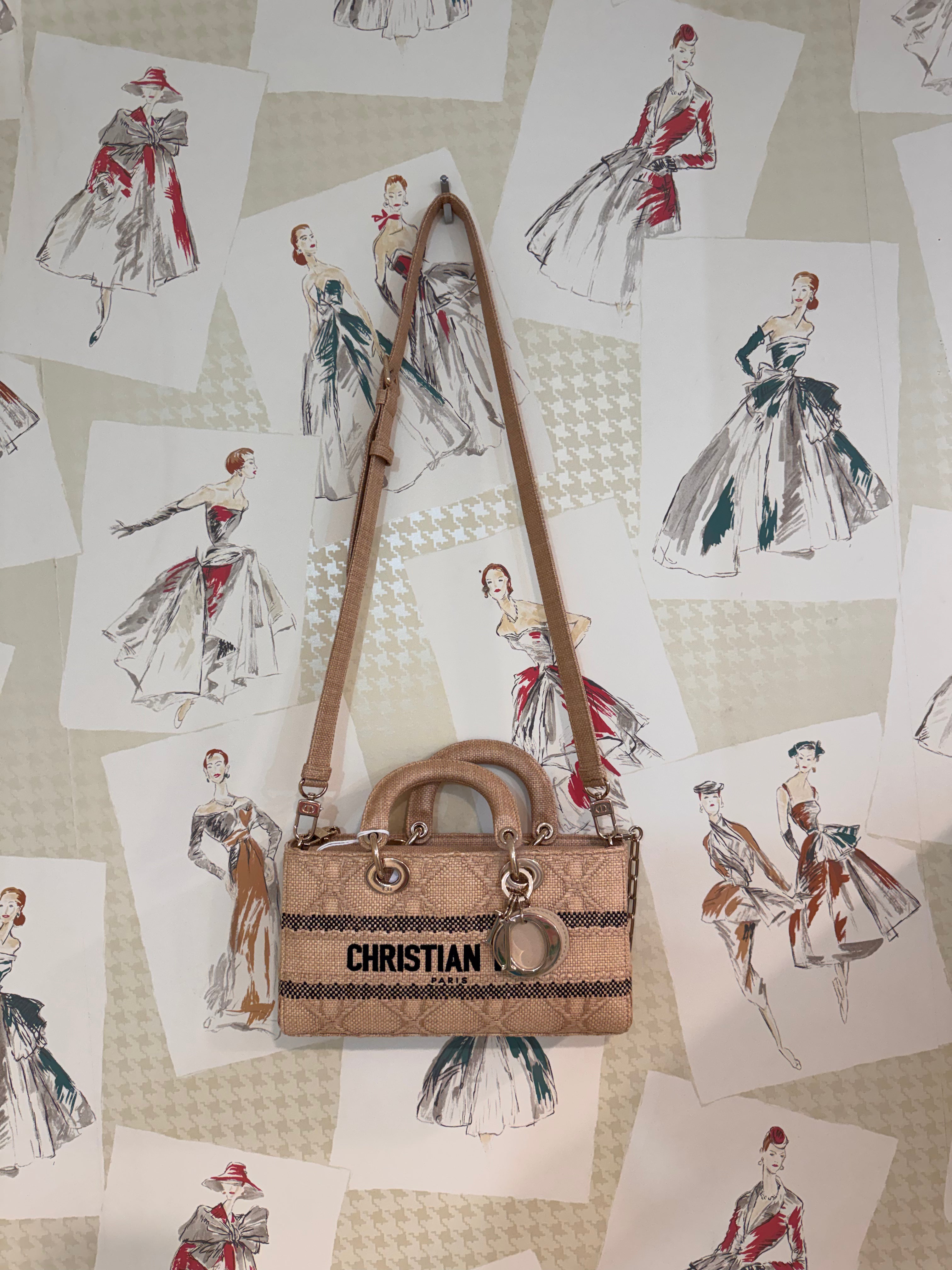 Christian Dior Small Lady Dior Raffia Bag NEW FROM PARIS