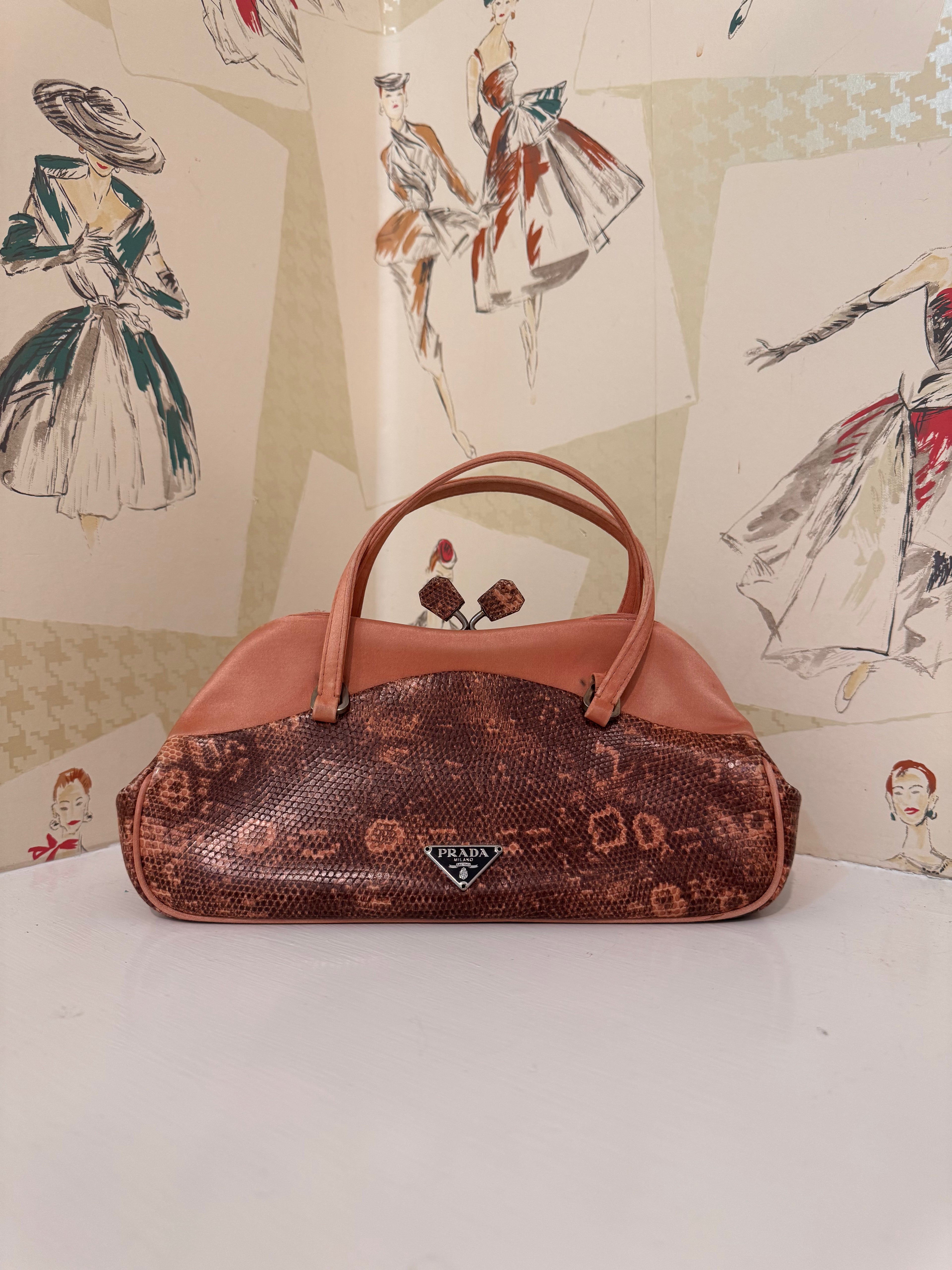 Prada Lucertola Snakeskin Top Handle Bag