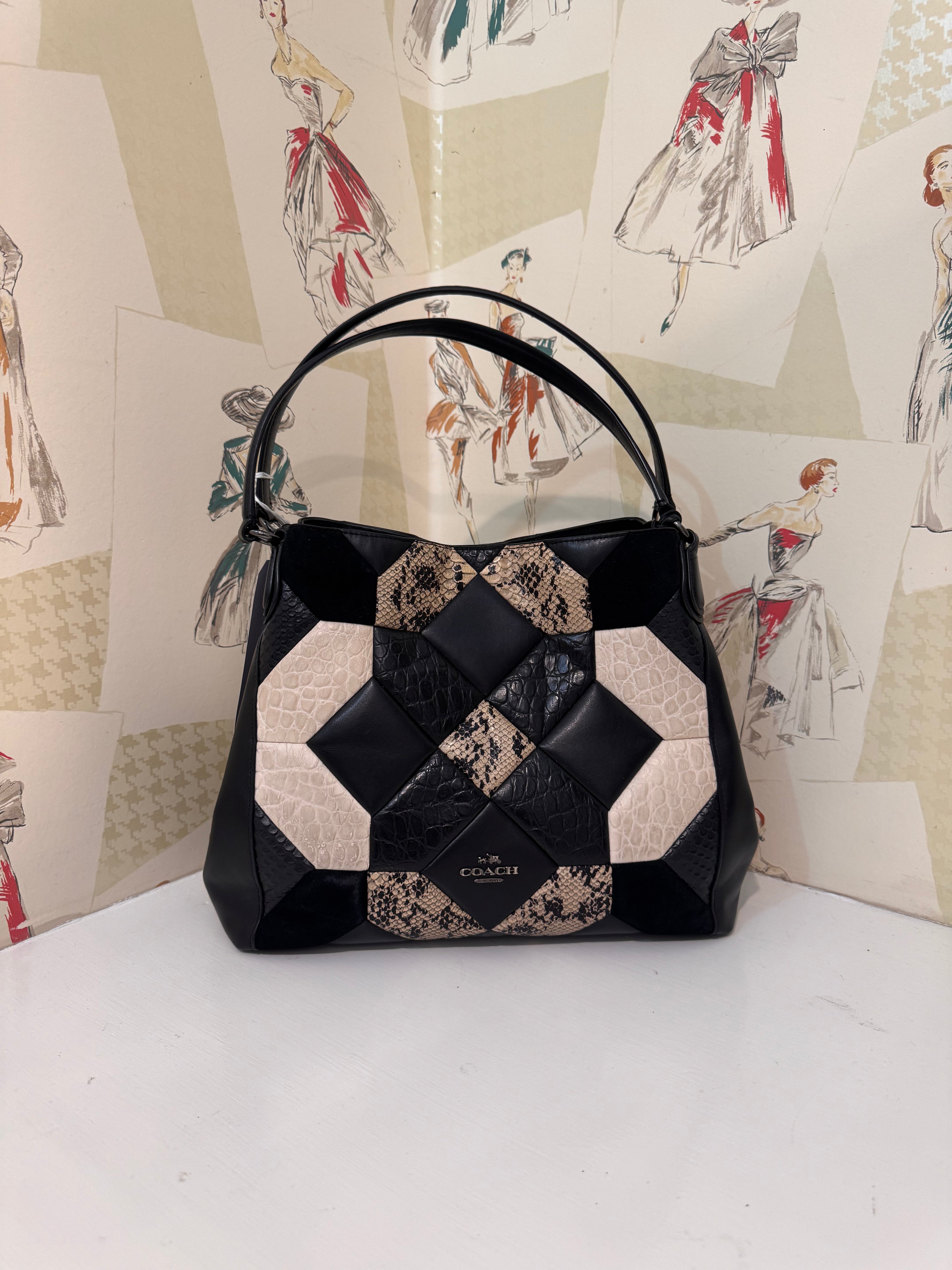 Coach Shoulder Bag, Quilted Mixed Leathers Pattern