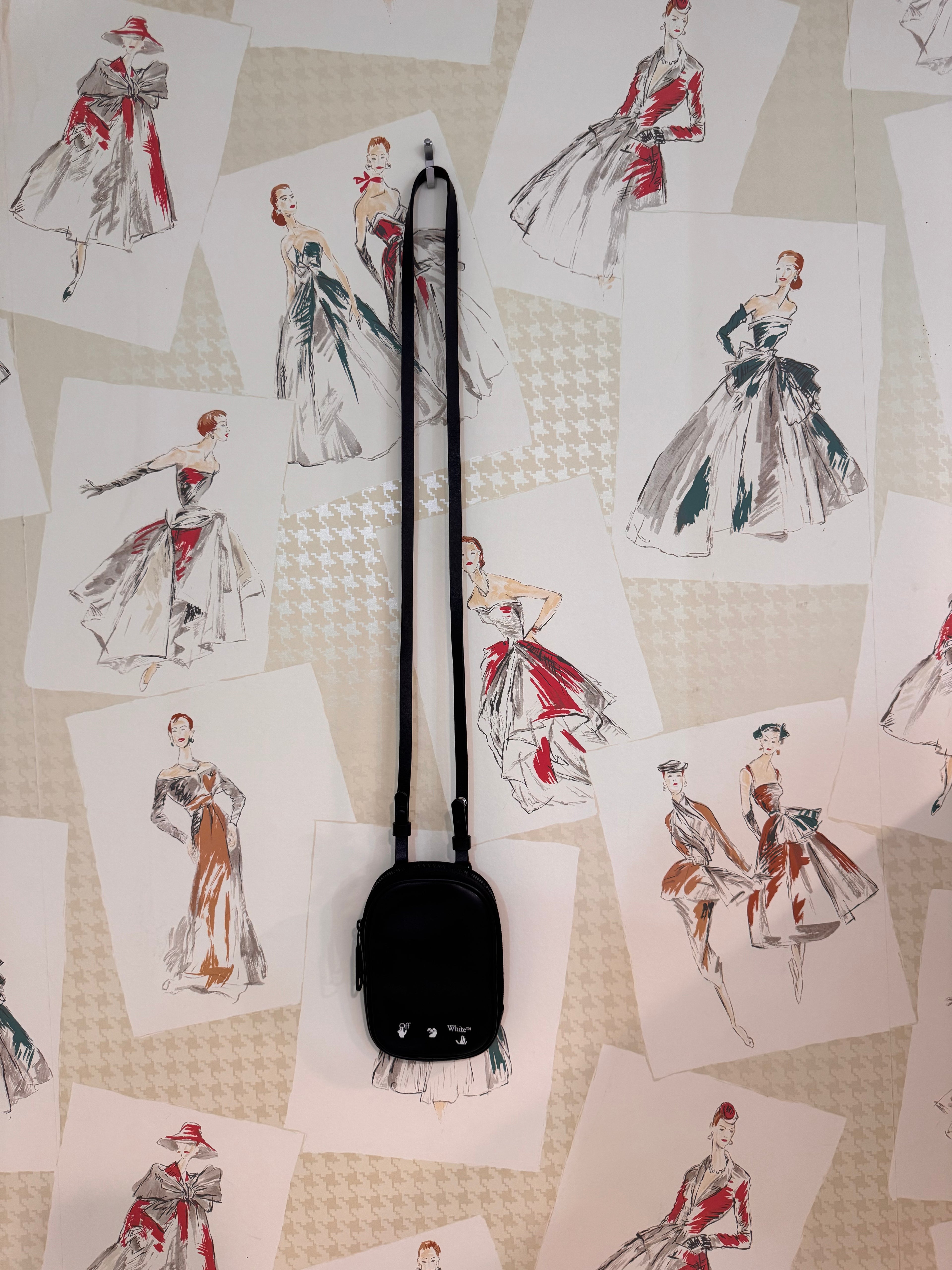Off-White Black Leather Phone Crossbody