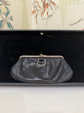 Antique Long Parisian Coin Purse, Black Leather
