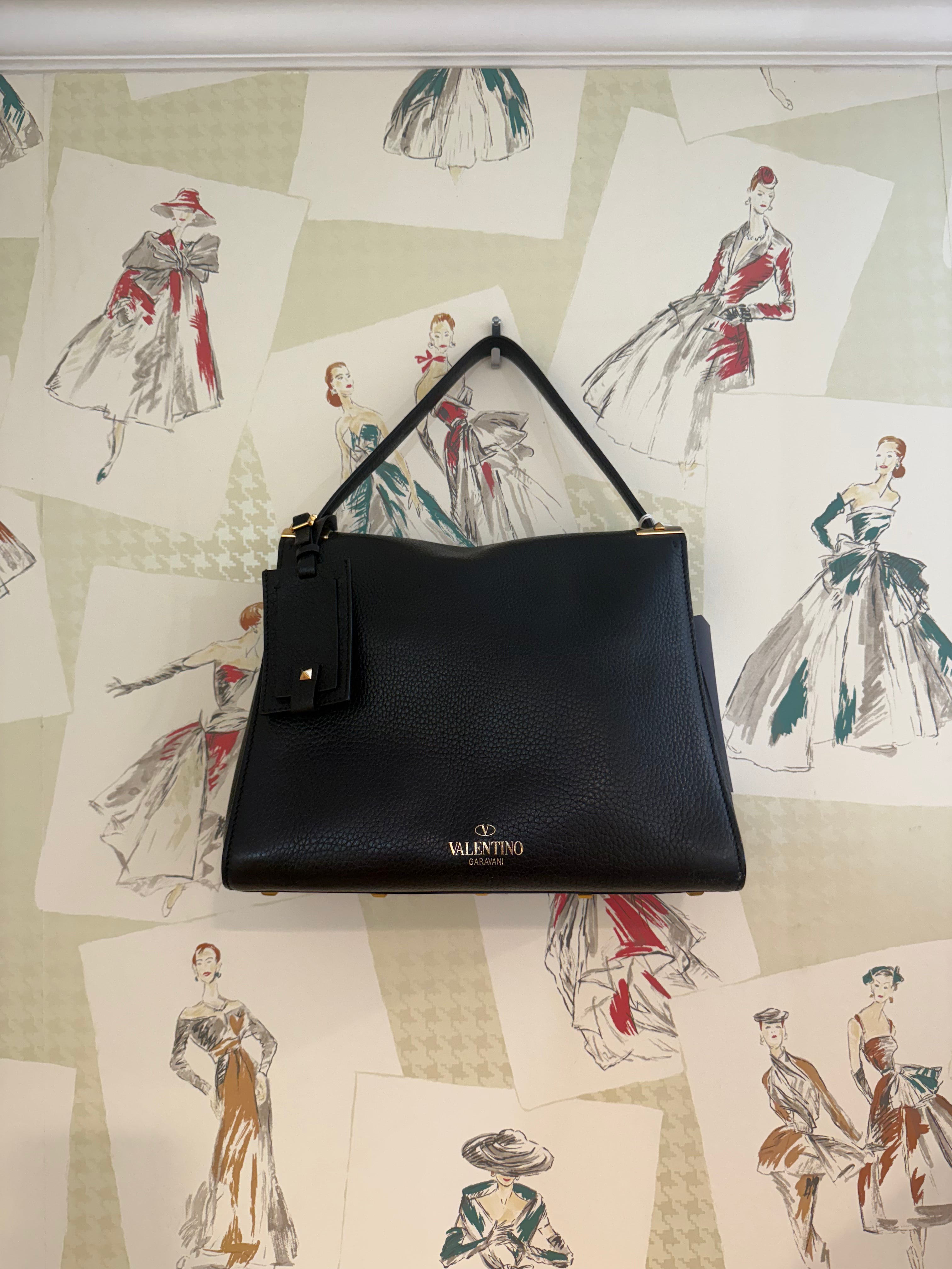 Valentino Leather My Rockstud Shoulder Bag, Black