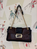 Fendi Leather Baguette, Vintage 2009, Brown & Black w/ Gold