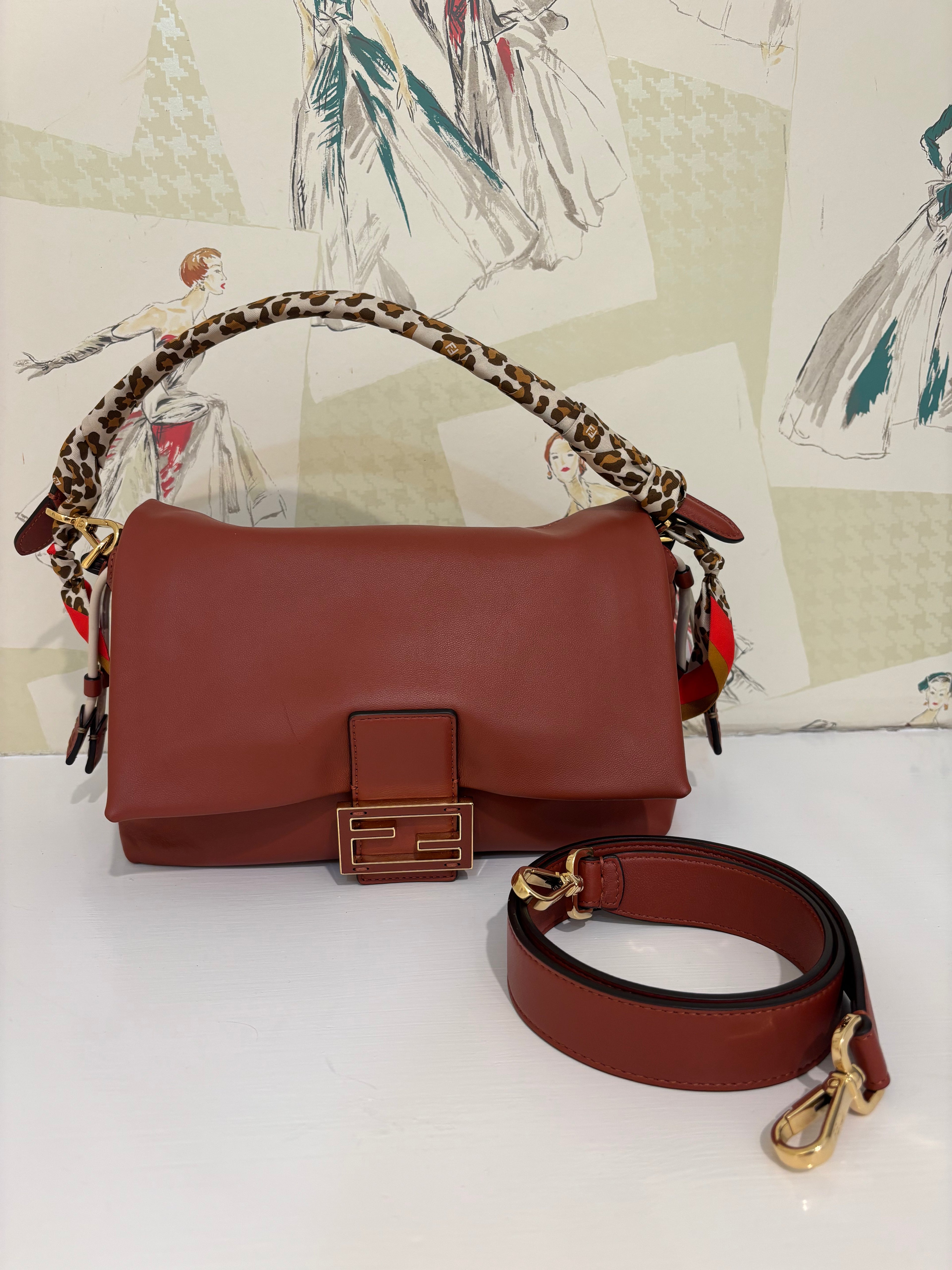 Fendi Zucca FF Baquette Medium 2025 w/ Fendi Twilly