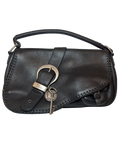 Christian Dior Vintage Saddle Bag, Black with silver key and coin hardware