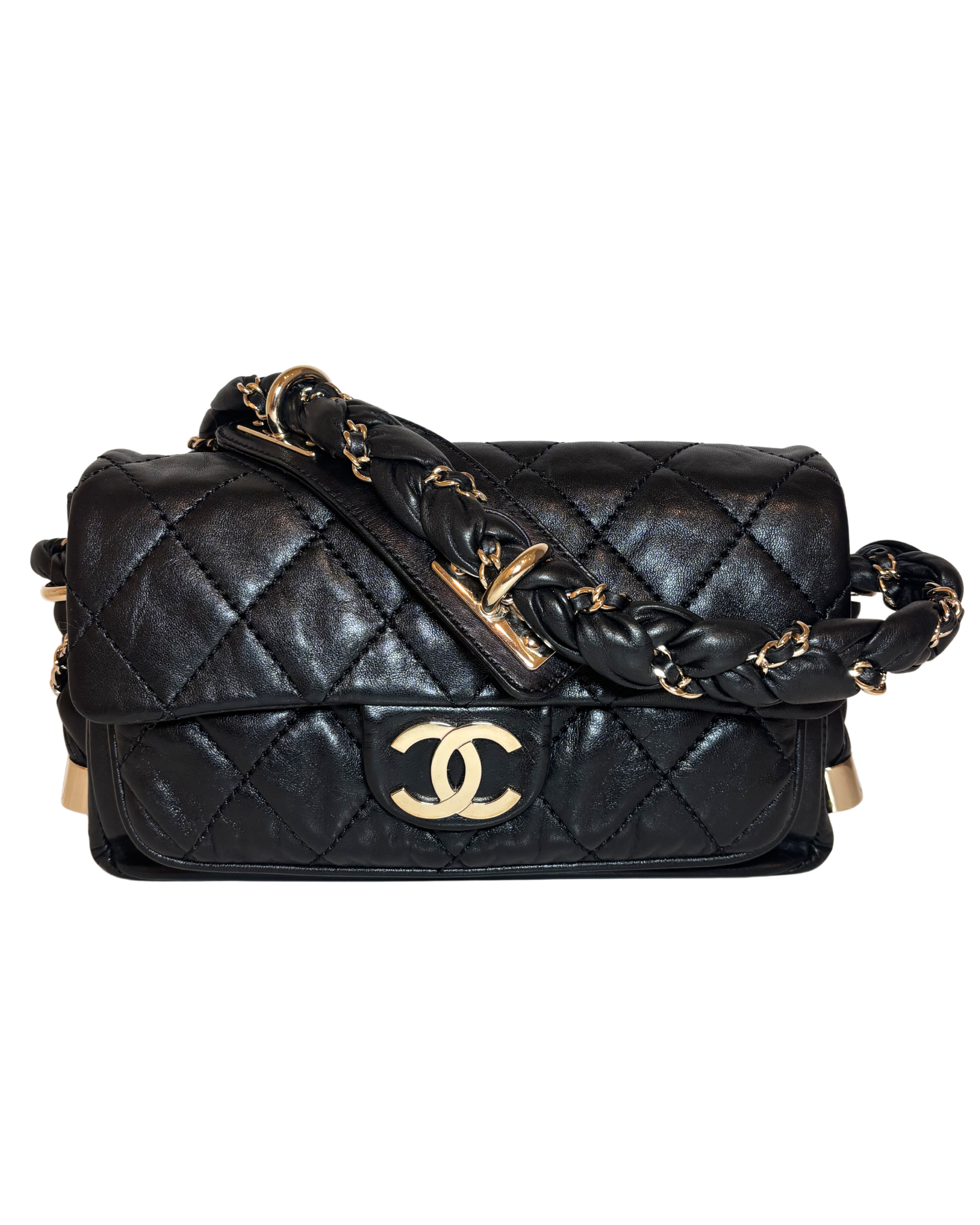 Chanel Small Lady Braid Flap Bag, Black Lambskin