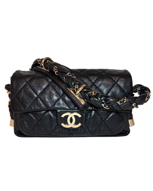 Chanel Small Lady Braid Flap Bag, Black Lambskin