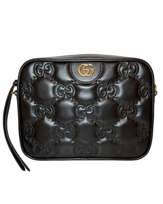 Gucci GG Matelasse, Black Leather w/ Gold