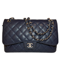 Chanel Classic CC Double Flap, Jumbo, Caviar Blue Leather, 2014