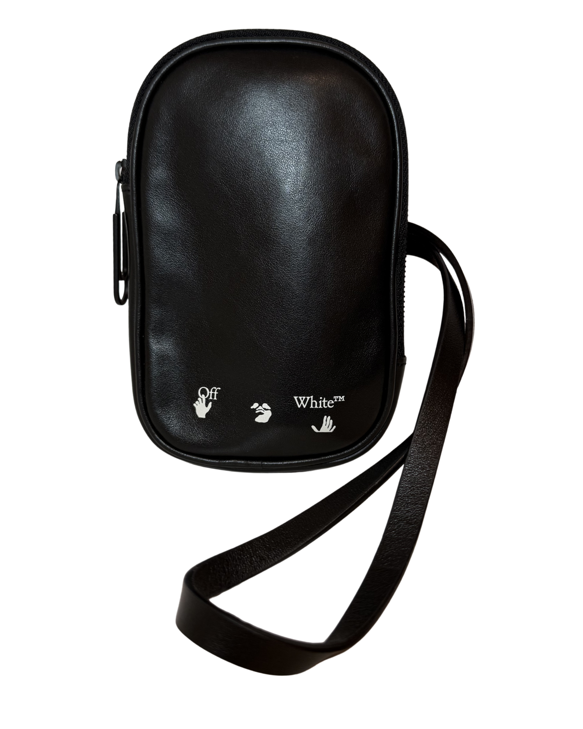 Off-White Black Leather Phone Crossbody