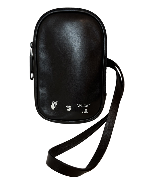Off-White Black Leather Phone Crossbody