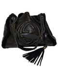 Gucci Interlocking G Soho, Black Patent Leather w/ Shearling accent and gunmetal
