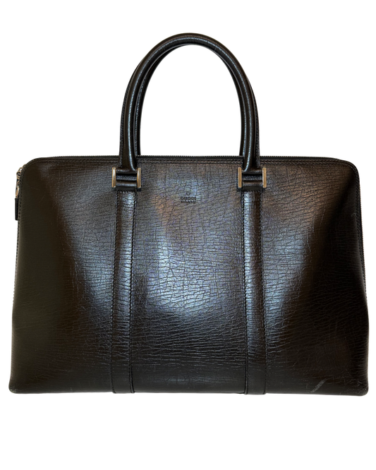 Gucci Black Leather Top Handle, Large