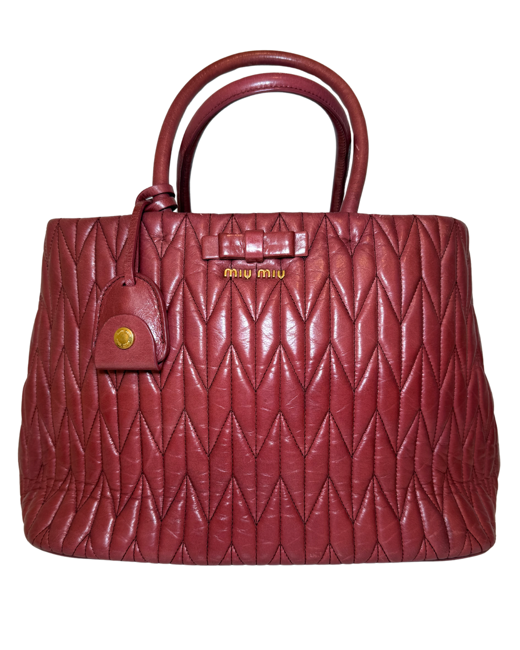 Miu Miu Matelassè Leather Tote, Pink ~2017