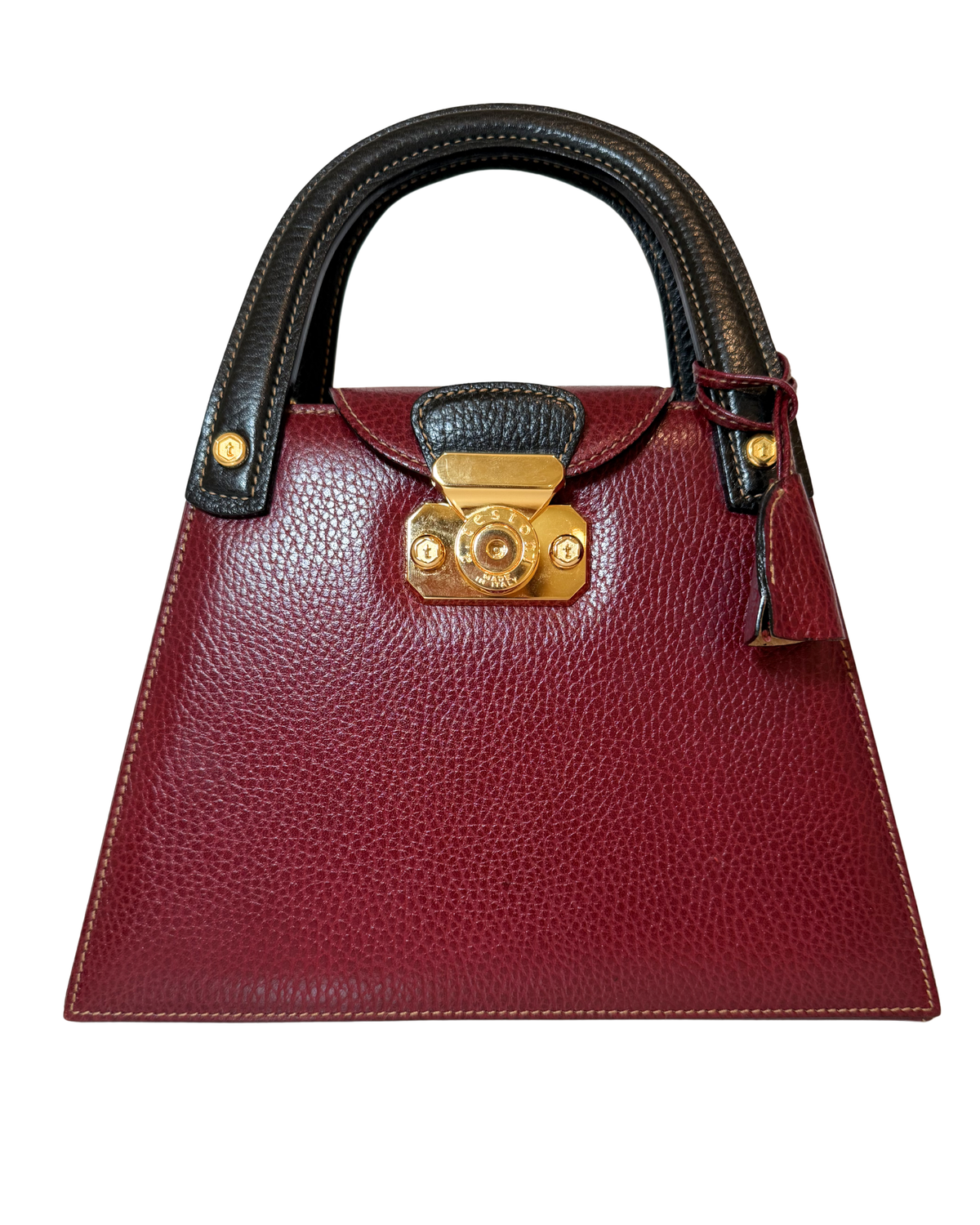 a.testoni Top Handle w/ Strap, Burgundy and Brown