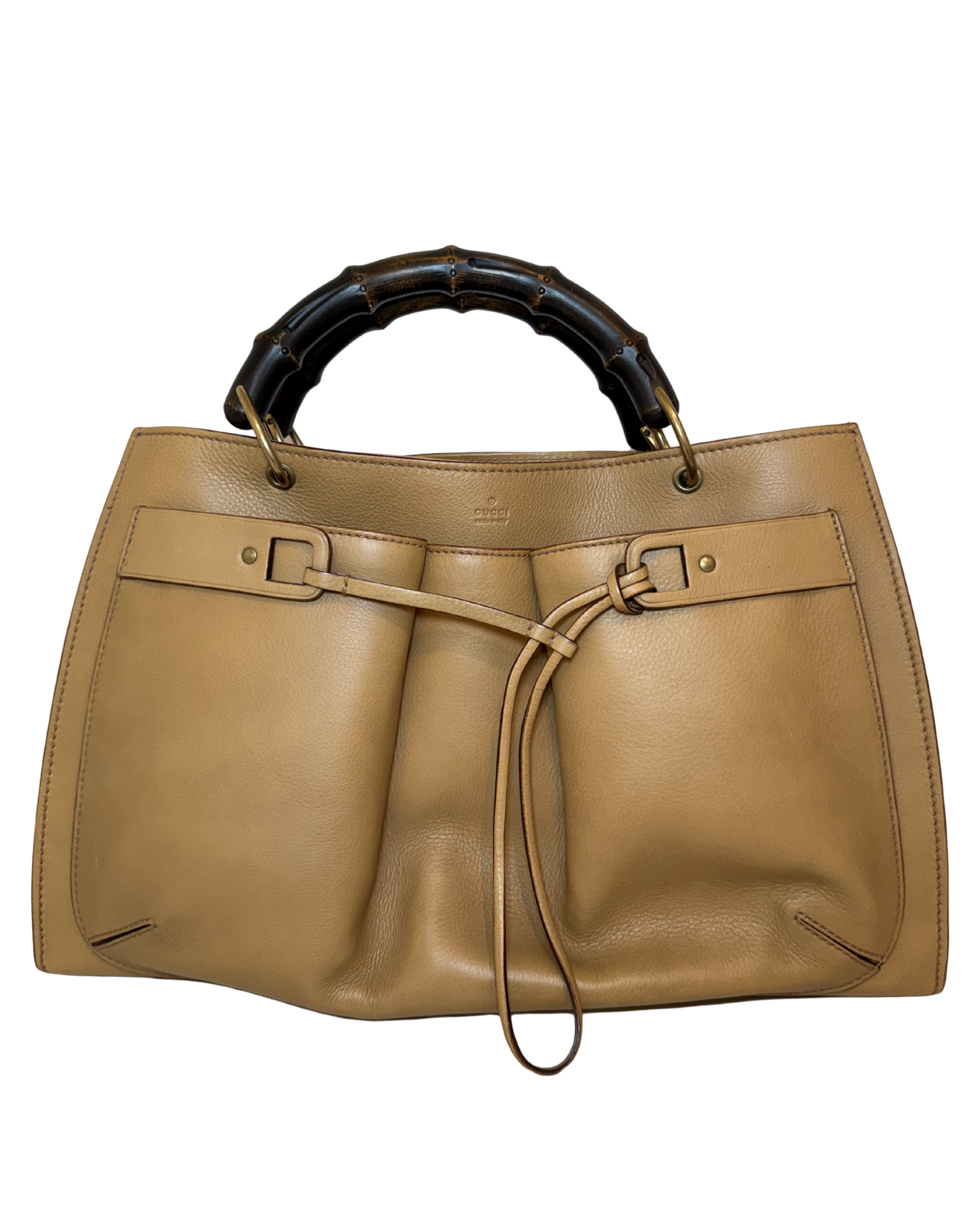 Gucci Vintage Bamboo Leather Top Handle, Tan