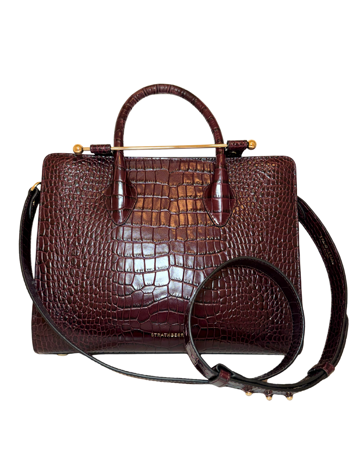 Strathberry Embossed Leather Midi, Burgundy