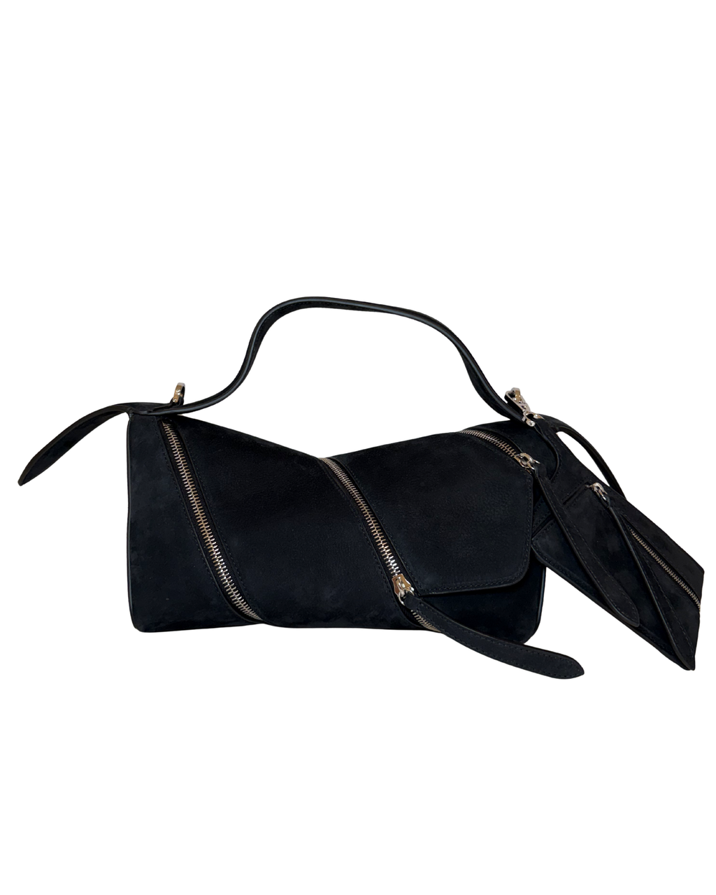 Alaia Suede Top Handle, Black w/ Zippers