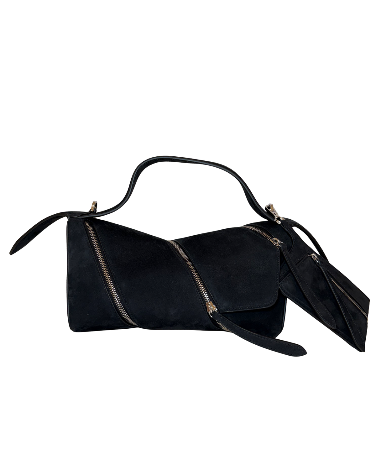 Alaia Suede Top Handle, Black w/ Zippers