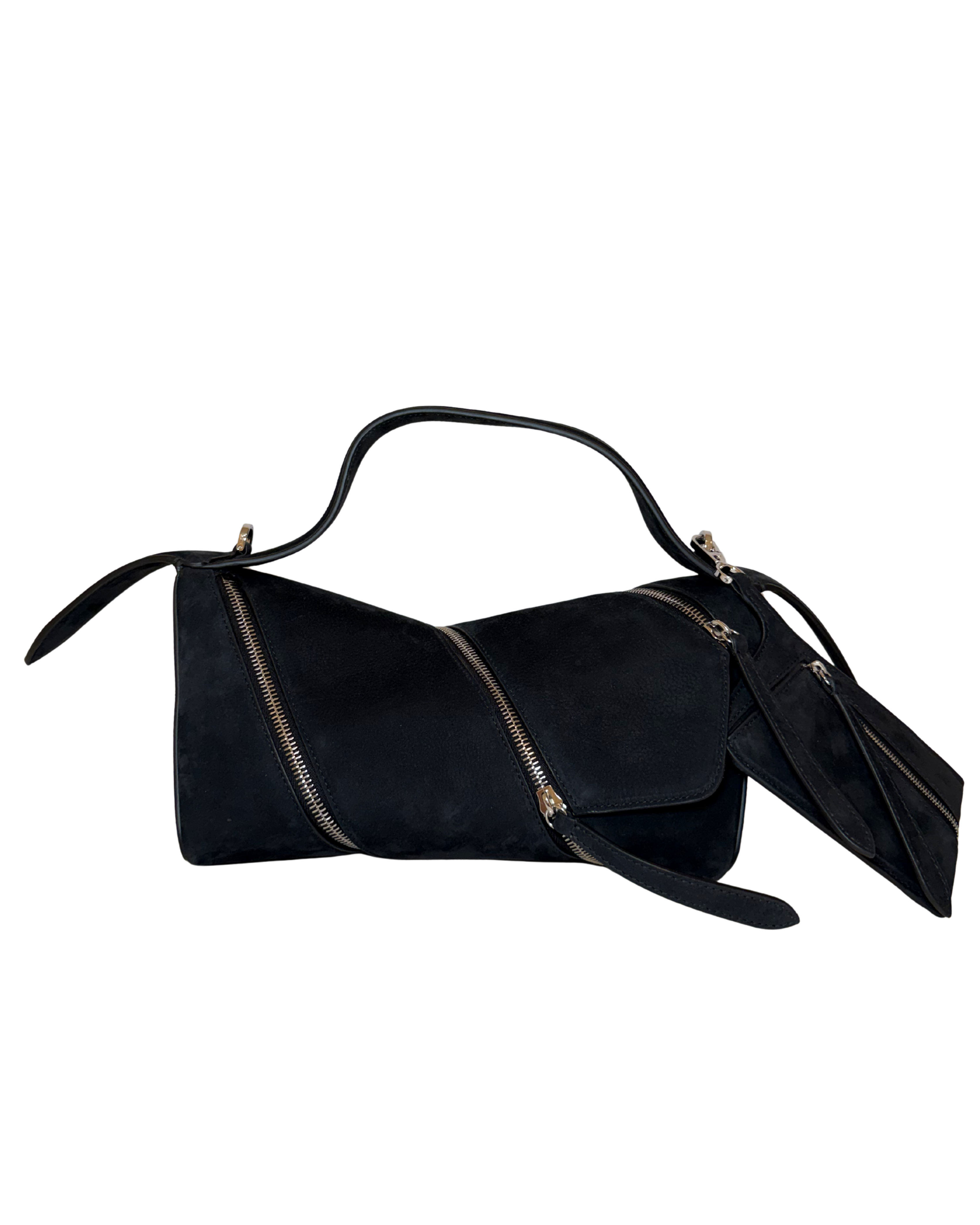 Alaia Suede Top Handle, Black w/ Zippers
