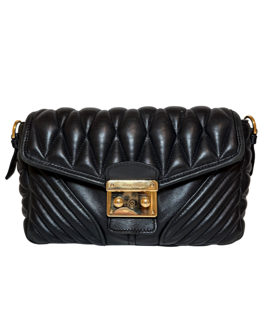 Miu Miu Quilted Black Leather Crossbody