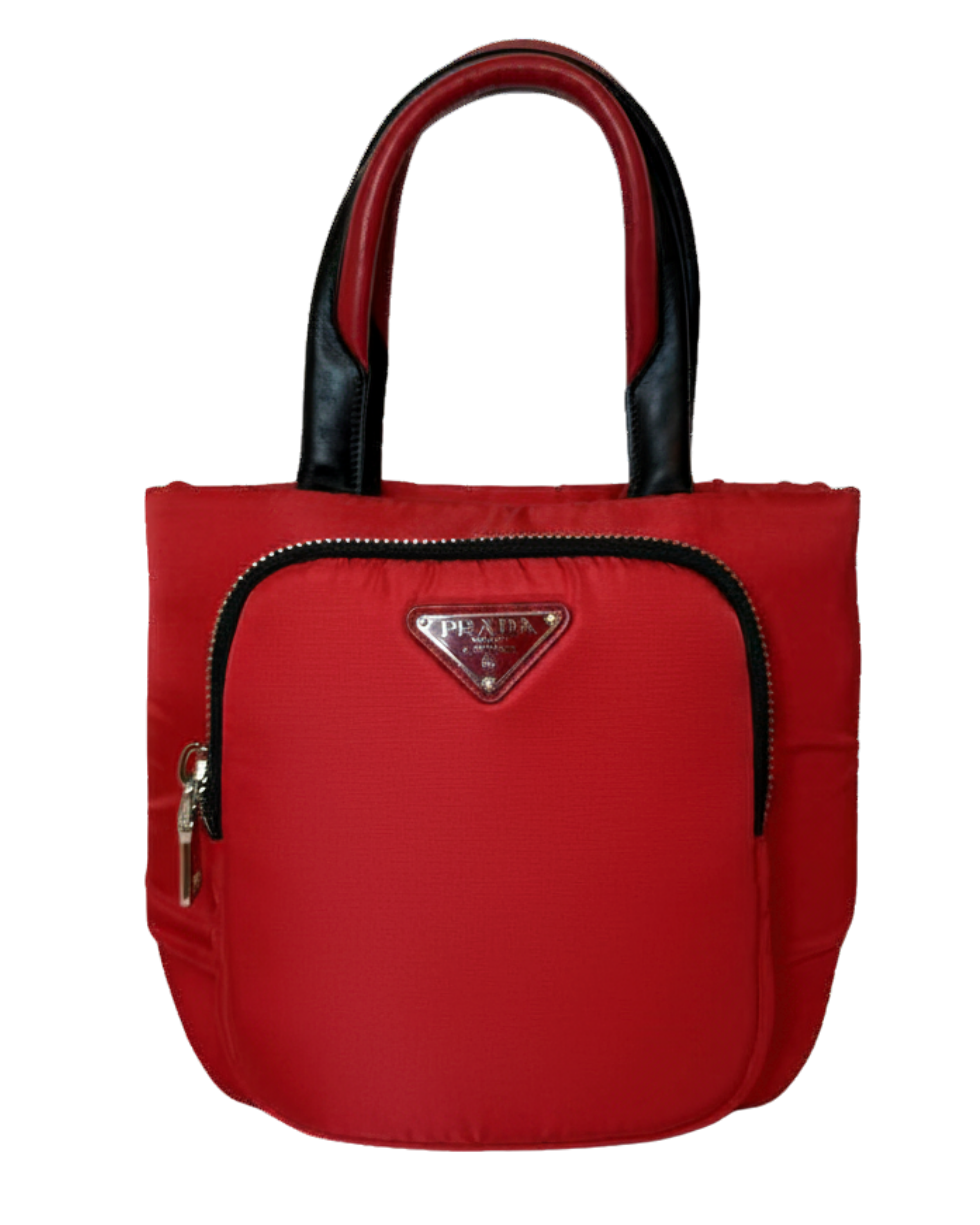 Prada Nylon Mini Tote w/ Strap, Red