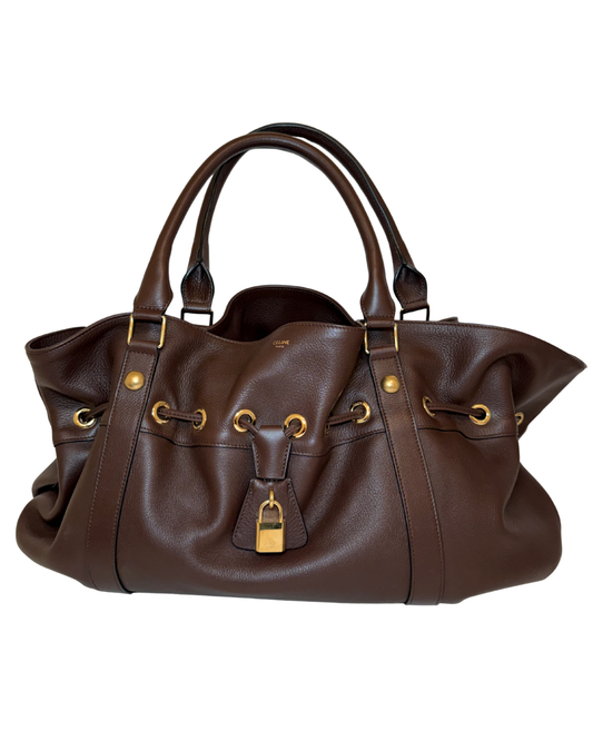 Celine Leather Abbey 2023, Brown, L