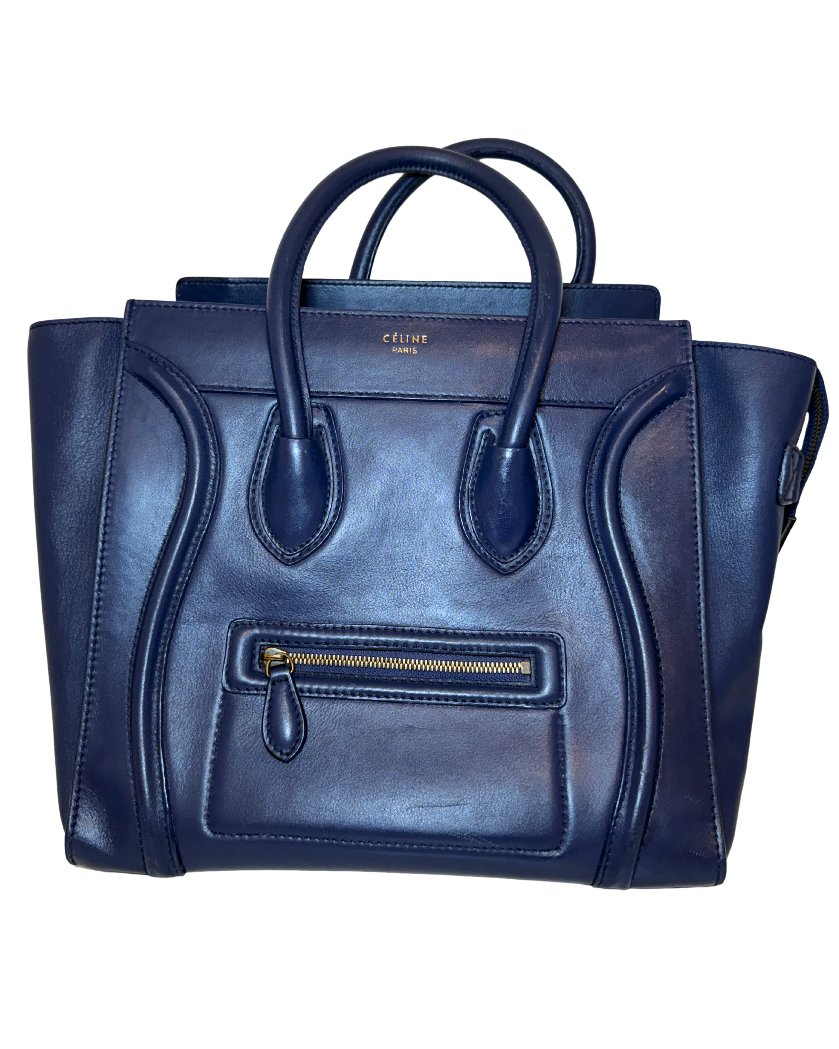 Celine Luggage Tote, Mini, Blue