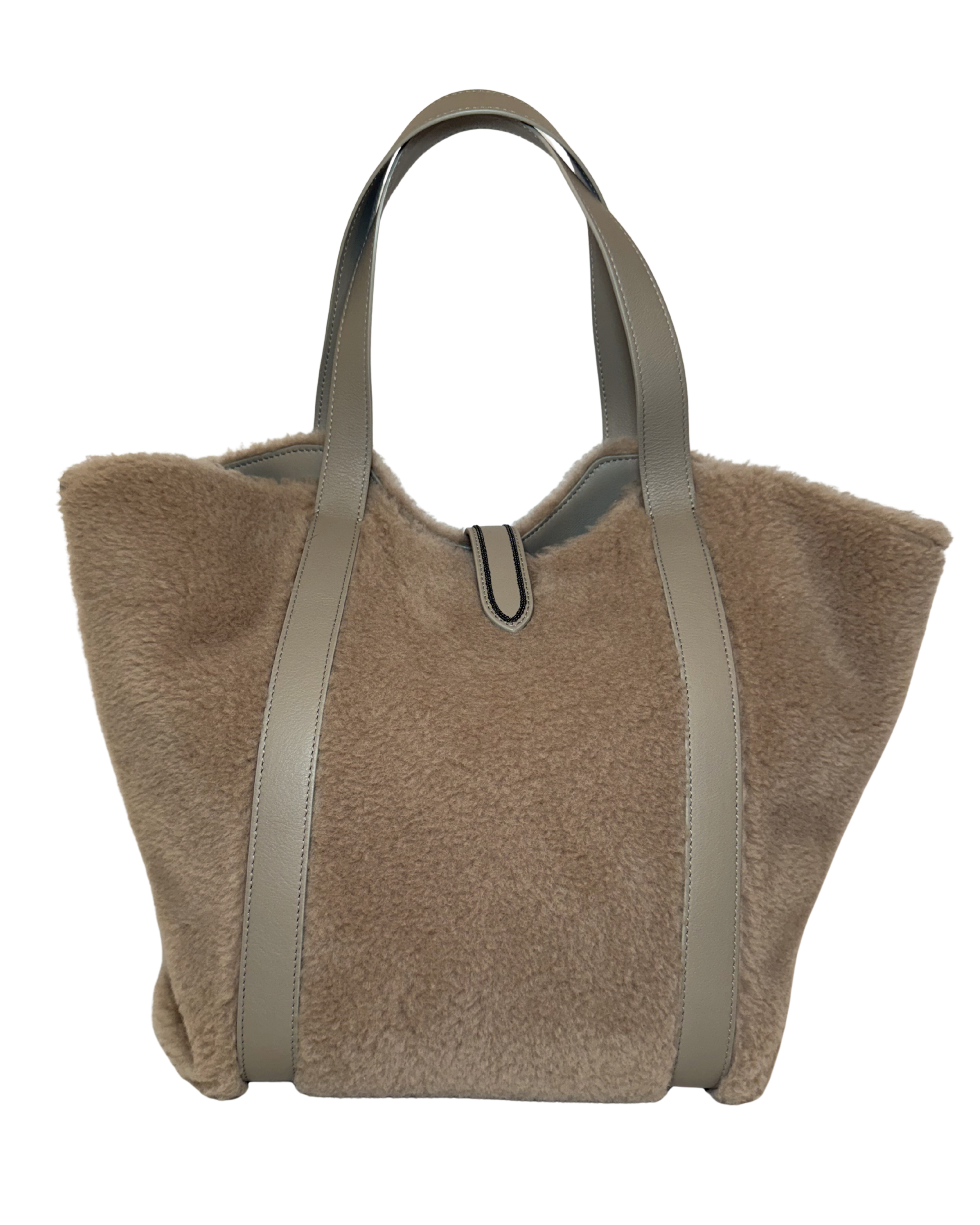 Brunello Cucinello Shearling Tote, Taupe
