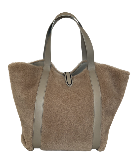 Brunello Cucinello Shearling Tote, Taupe