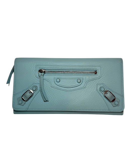 Balenciaga Leather Continental Wallet, Blue 2014