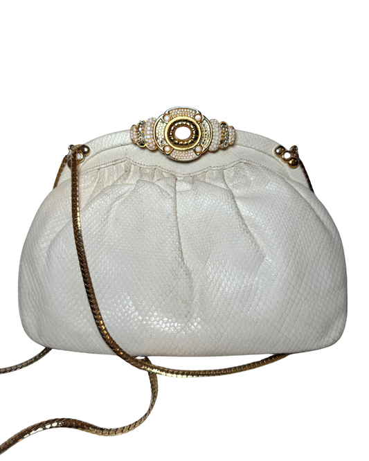 Princess La Model Ivory Jeweled Leather Bag, 1970s