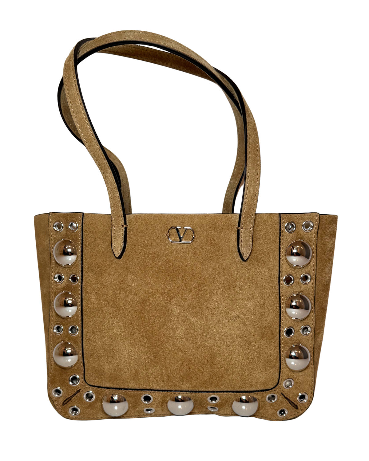 Valentino Suede Silver Mini Tote