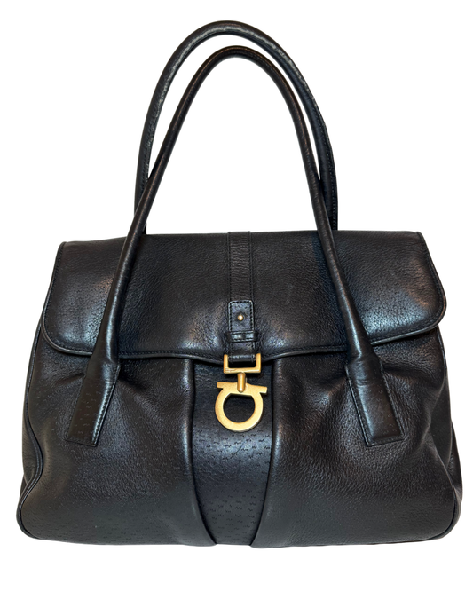 Ferragamo Black Leather Shoulder Bag