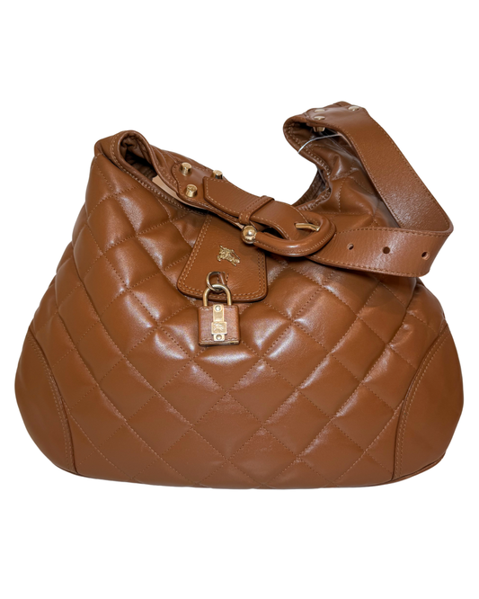 Burberry Quilted Shoulder Bag, Brown Leather