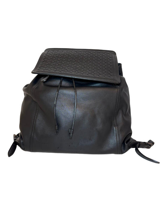 Bottega Veneta Intrecciato Backpack, Black Leather