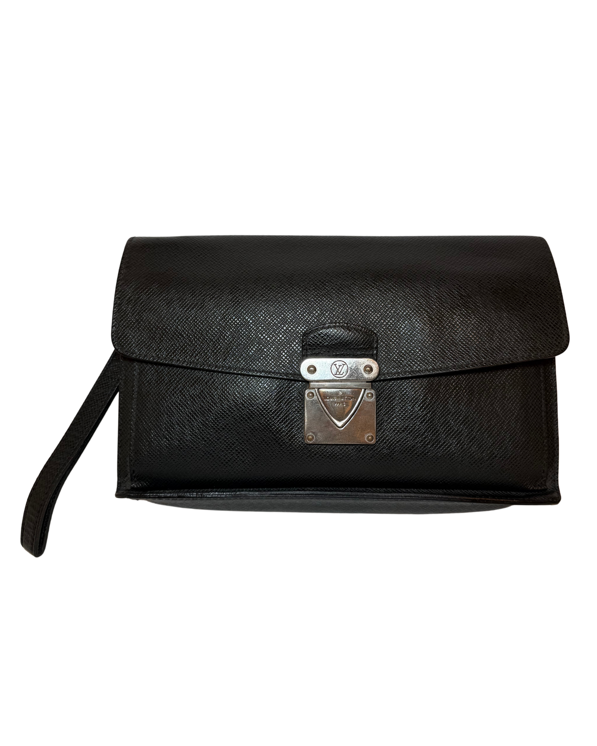 Louis Vuitton Vintage Taiga Leather Clutch, Black