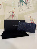 Chanel Long Zip Wallet, Navy w/ Box, Card