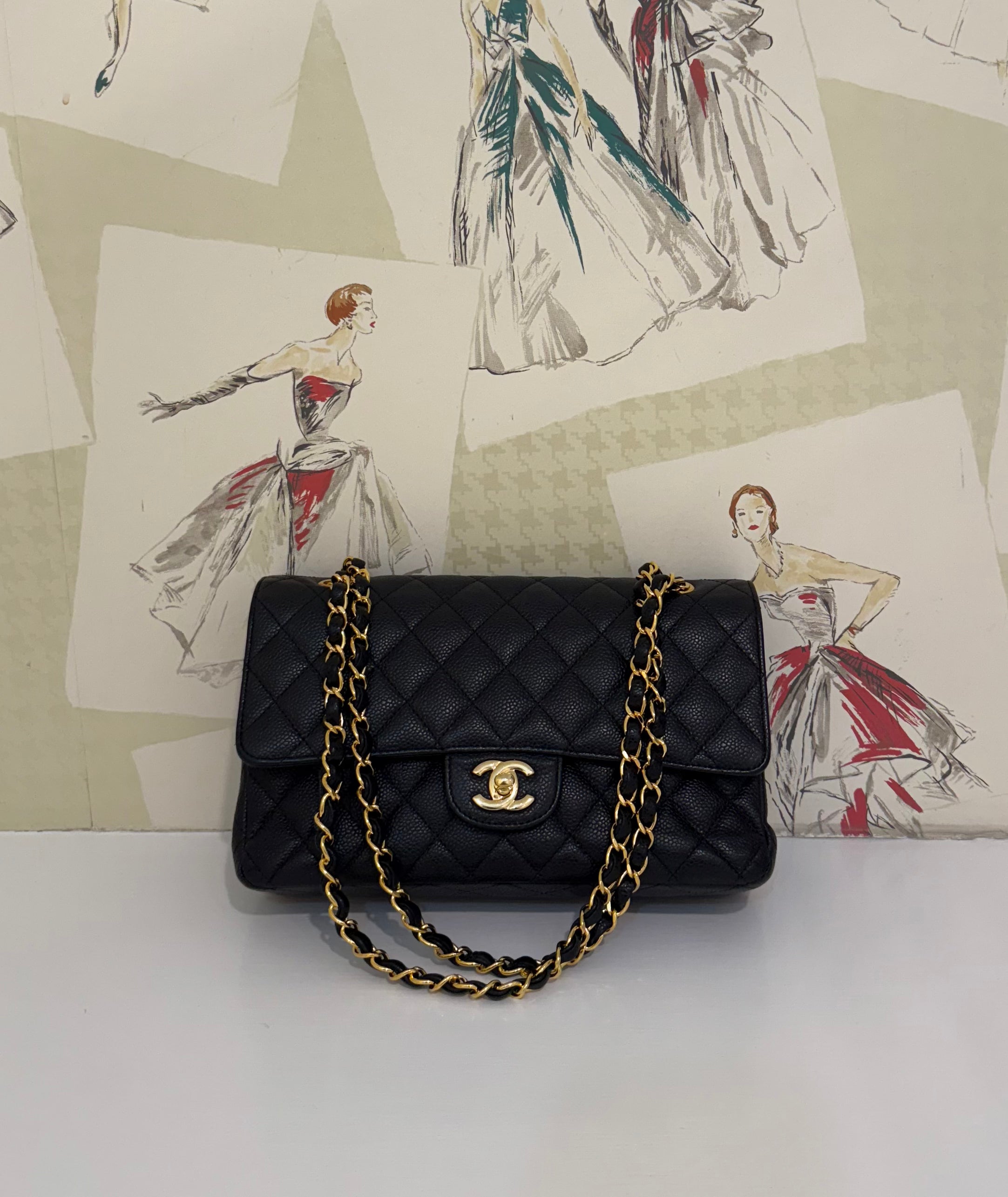 Chanel Double Flap, Black Caviar, 2012