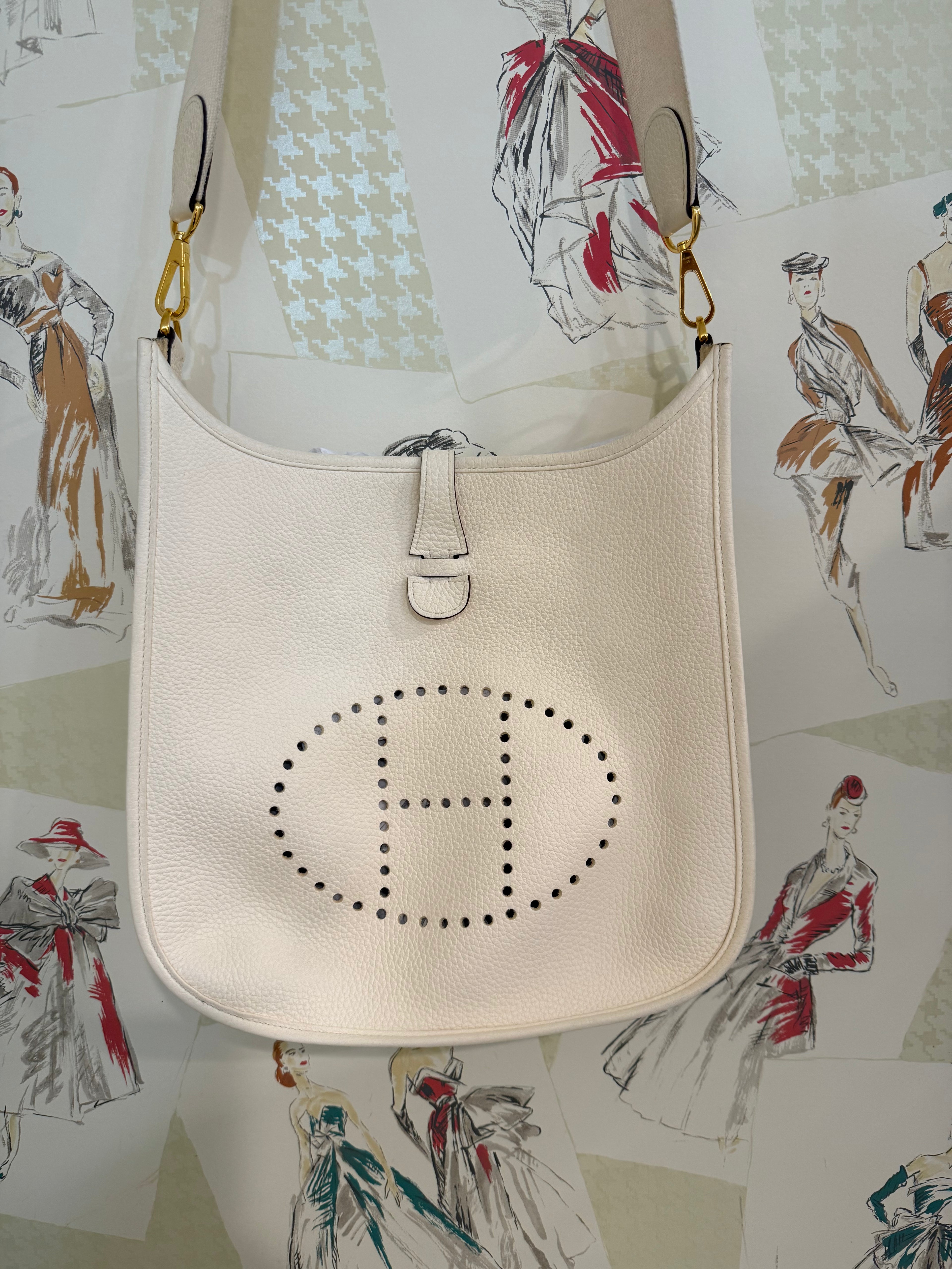 Hermes Evelyne GM 3, Nata Leather/Gold Hardware